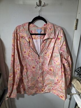 Liz & Me Plus Size 4X Full Zip Lightweight Jacket Floral